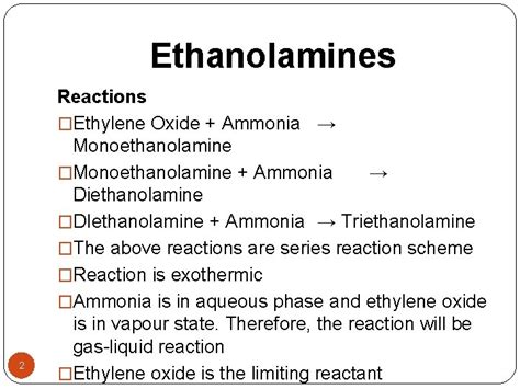 Reaction between ethylene oxides and ammonia. - Guía de instalación del motor revtech.