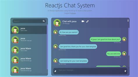 Reactjs Chat UI Beautiful Template Free Therichpost