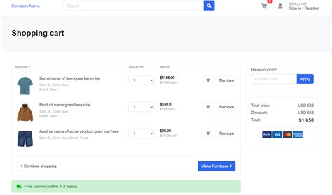 Reactjs Site Cart Page Template Free Therichpost