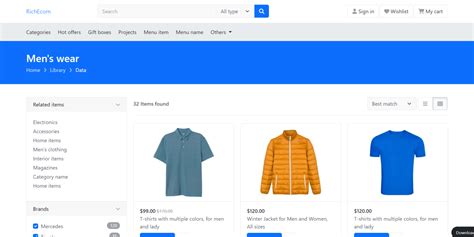 Reactjs Website Shop Page Template with Filters Therichpost