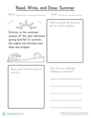 Read, Write, and Draw: Summer Worksheet Education.com