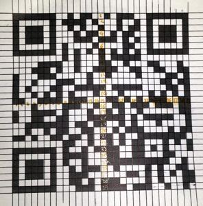 It's a QR code is a type of barcode. By scanning it, you access the information encoded in it. In standard barcodes, information is encoded in the width of and distance between vertical lines. In QR codes, information is encoded in the arrangement of squares. Either way, data transforms into a machine-readable arrangement of visual elements.