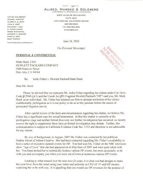 Read the letter that brought down HP CEO Mark Hurd