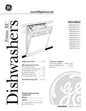 Read the owners manual for ge triton xl dishwasher. - Manuale di laboratorio di progettazione macchine me 308.