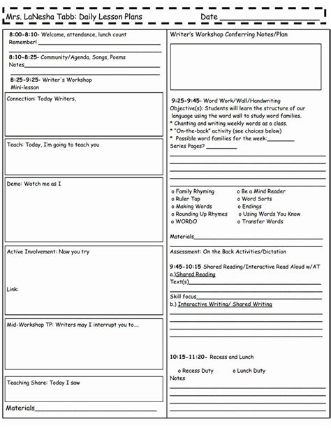 Readers Lesson Plan Template Awesome Lesson Plan 2011 Pdf