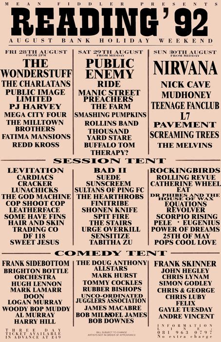 Reading Festival 1992 - Concert Archives