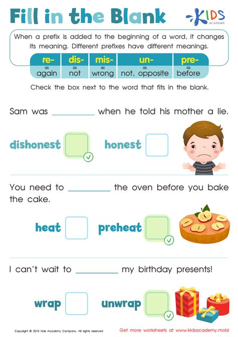 Reading Fill in the Blank Worksheet for kids Answers and Completion Rate