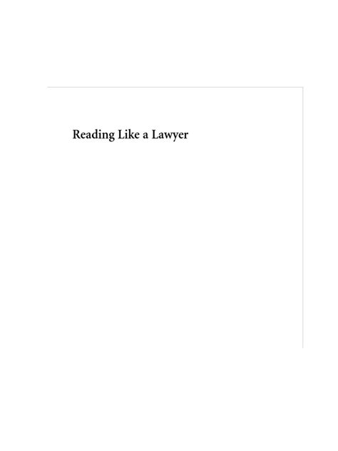 Reading Like A Lawyer PDF PDF Cognition Learning