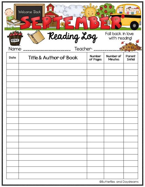 Reading Log {September} Fall back in love with Reading! Reading log