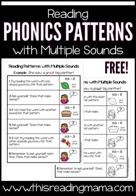 Reading Phonics Patterns with Multiple Sounds Chart This Reading Mama