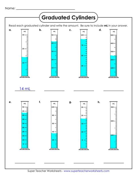 Reading Volume Graduated Cylinder Worksheet