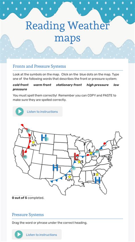 Reading Weather maps Interactive Worksheet by Deontre Pittman Wizer.me