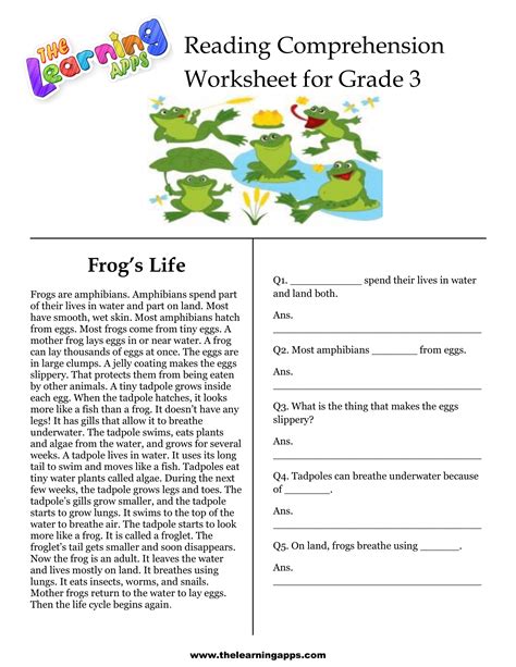 Reading Worksheet 3rd Grade