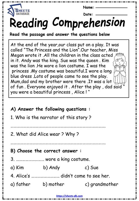 Reading Worksheet For 3rd Graders Worksheet Resume Examples