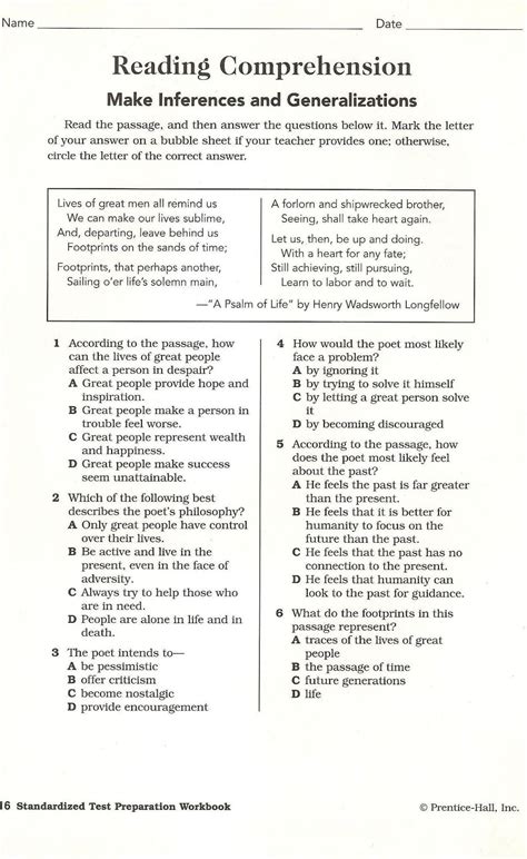 Reading comprehension worksheets high school.  This worksheet features six more orig...