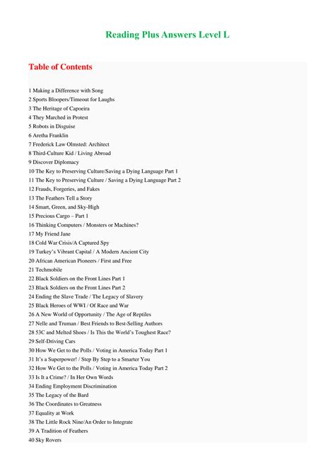 Reading plus answers level l revolutionary sport. .  <a href=https://dl...