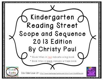 Reading street kindergarten scope and sequence.  Students will demonstrat...
