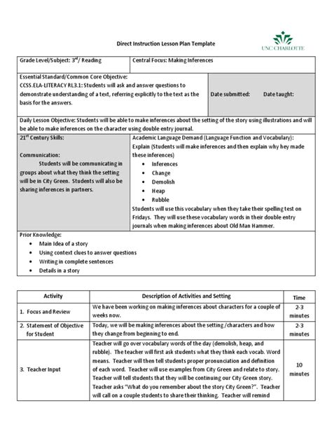 ReadingMethods.docx - Direct Instruction Lesson Plan...