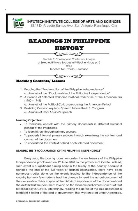 Readings in Philippine History - MODULE 3 FORUM Who