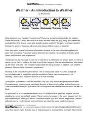 Readworks Answers Weather Introduction