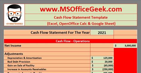ReadyToUse Cash Flow Statement Excel Template MSOfficeGeek
