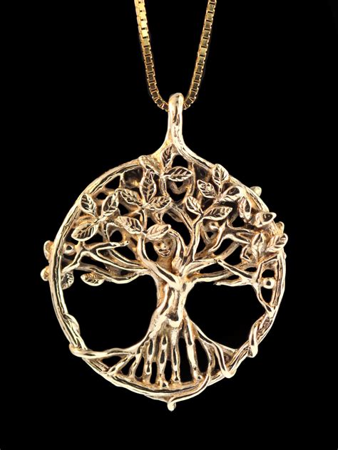 Real 14K Yellow Gold Polished Tree of Life Circle Pendant; Women …