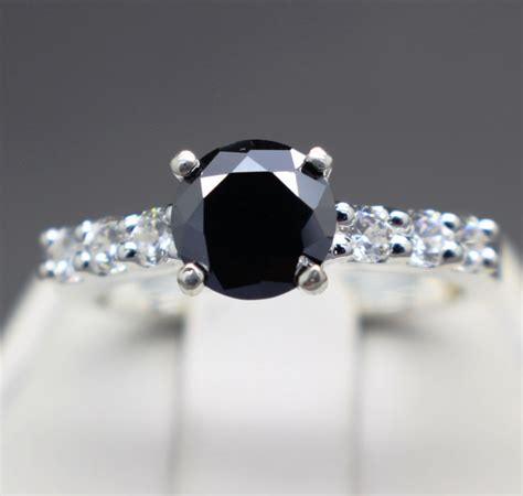 Real Black Diamond Ring - Etsy