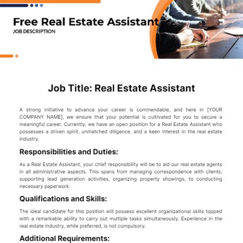 Real Estate Assistant Job Ad And Description Template Google Docs Word Apple Pages Template Net