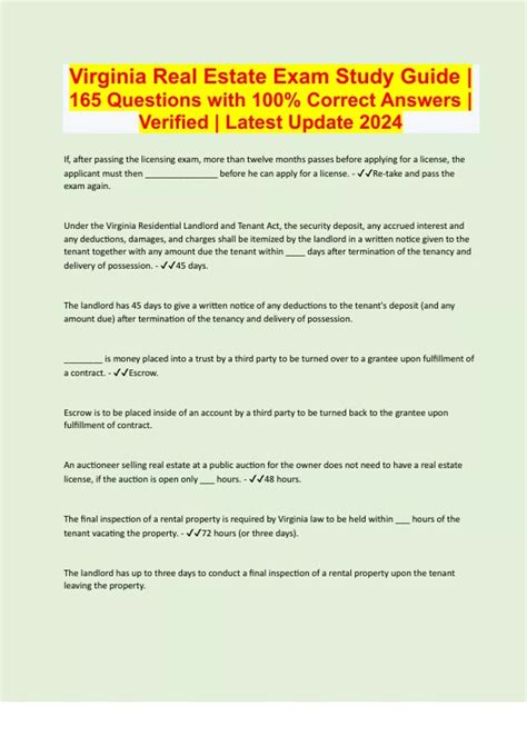 Real Estate Exam Study Guide Questions and Answers with