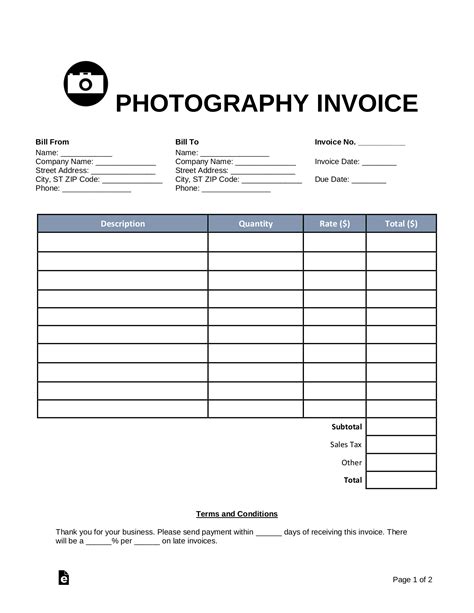 Real Estate Photography Invoice Template