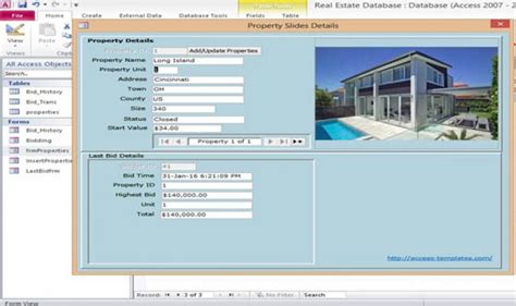 Real Estate Property Database For Microsoft Business Access