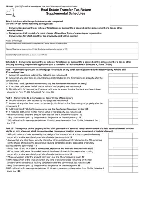 Real Estate Transfer Tax Return Supplemental Schedules