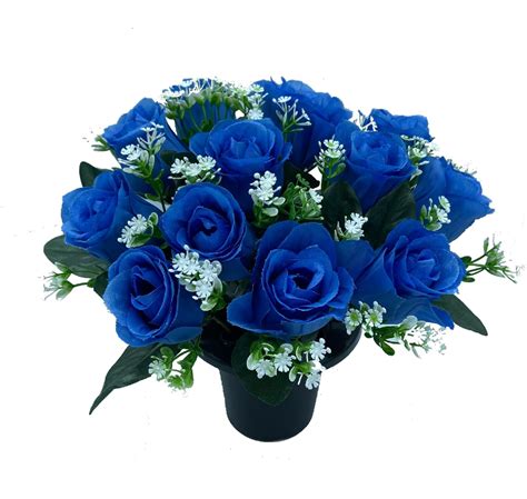 Real flowers for graves.  SFS Artificial Flowers For Graves | 12 Blue Roses in Flower ...