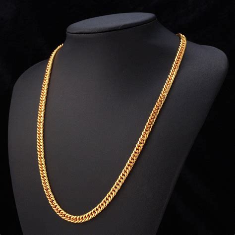 Real gold chain for men. 4mm,Thailand Gold Necklace,Bar Link Chain,Box Chain,Baht Chain 22K 24K Yellow Gold Plated,Amulet Gold Necklace,Mens Necklace,Mens Jewelry. (1.2k) $59.75. $119.50 (50% off) FREE shipping. 24K Gold Chain Necklace in Various Styles. Perfect Gift for Her Choker or Him Curb Trace or Prince of Wales Necklace Various lengths. (4.3k) 