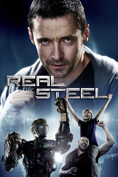 Real steele. A father-son story of boxing robots in a near future. Hugh Jackman stars as a former boxer who trains a small and loyal robot named Atom for a big match against a giant rival. 