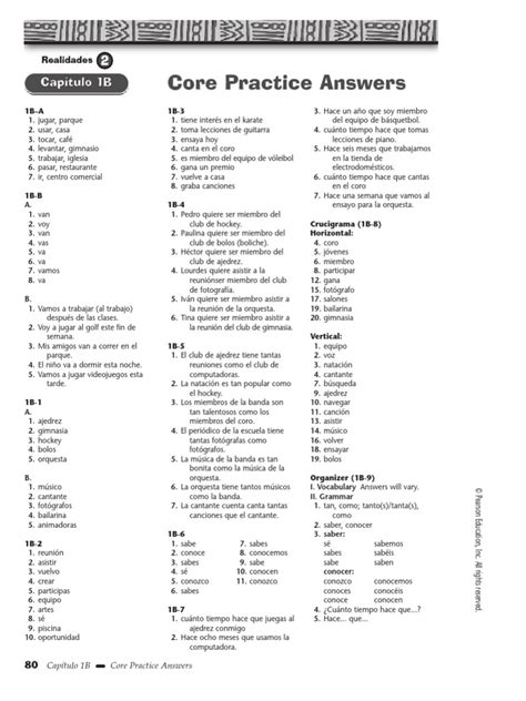 Realidades 2 capitulo 1b a practice workbook answers. .  ...