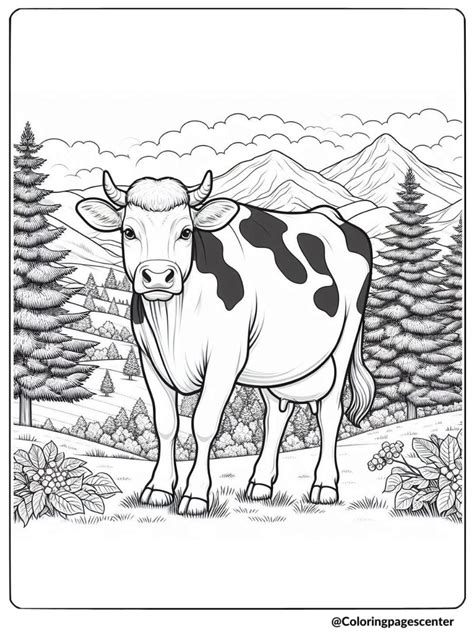 Realistic Cow Coloring Pages