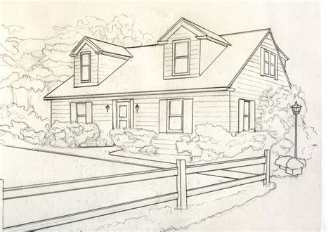 Realistic House Drawing