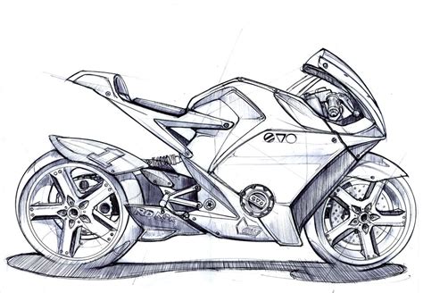 Realistic Motorcycle Drawing