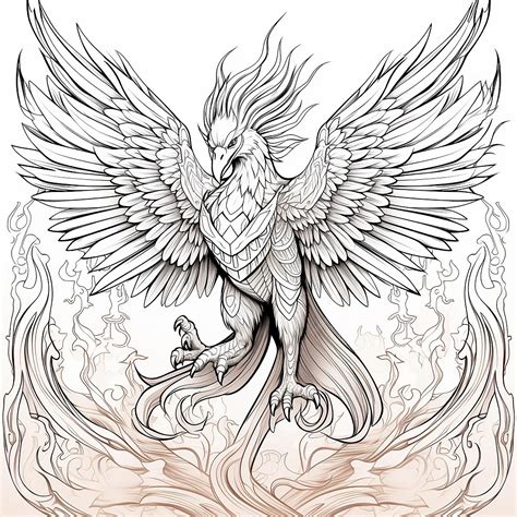 Realistic Phoenix Coloring Pages
