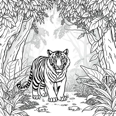 Realistic Tiger Coloring Pages For Adults
