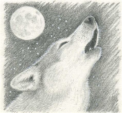 Realistic Wolf Howling At The Moon Drawing