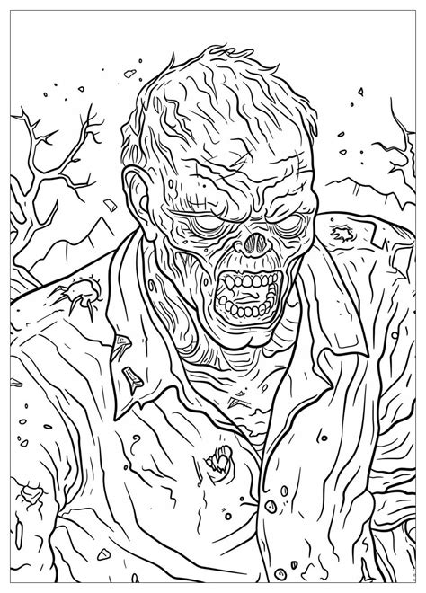 Realistic Zombie Coloring Pages