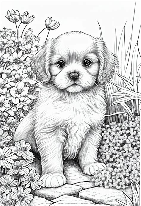 Realistic puppy coloring pages download and print for free