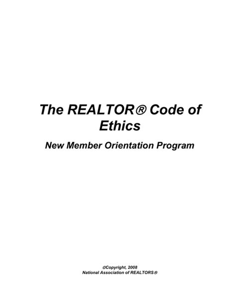 Realtor code of ethics new member orientation answer key. .  <a href=ht...