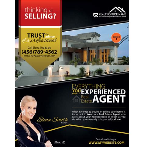 Realtor flyer. Set the loans you want for each sales price range. Automatic compliance with industry guidelines. *private labeled required. Your house flyers. Your choices. Choose from 27 beautiful house flyer designs that auto-adjust based on the number of loans you display. Display the loans you want, up to 5 side-by-side loans, or no loans. 
