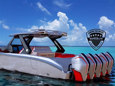 Reaper boats. 42-Reaper Carbon Series in A league Of It’s Own. Specs Construction Standard Equipment Engines Electronics Cockpit Cabin Options Specs LOA: 42′-0″ Beam: 12-‘2″ Deadrise @ Transom: 24° Draft (engines down): 42″ Draft (engines up): 31″ Dry Weight w/ Quint Mercury 500R: 16,000 lbs Loaded Weight: 23,000 lbs Max HP: 2,250 Fuel Capacity: 500 gallons Fresh … 