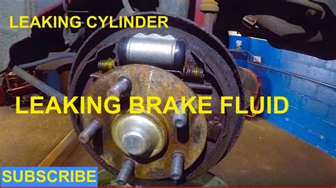 Pull off the drum and look for the piston which spreads the two brake pads normally situated at the top. Inspect for leaks. If the fluid is thin, it is most likely brake fluid. If it is heavier like oil and really stinks, it is gear oil from a leaking seal. SOURCE: brake fluid leaking out the back left tire area.