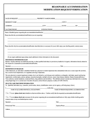 Reasonable Modification Request/Verification Fill and
