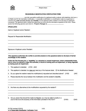 Reasonable Modification Verification Fill Online
